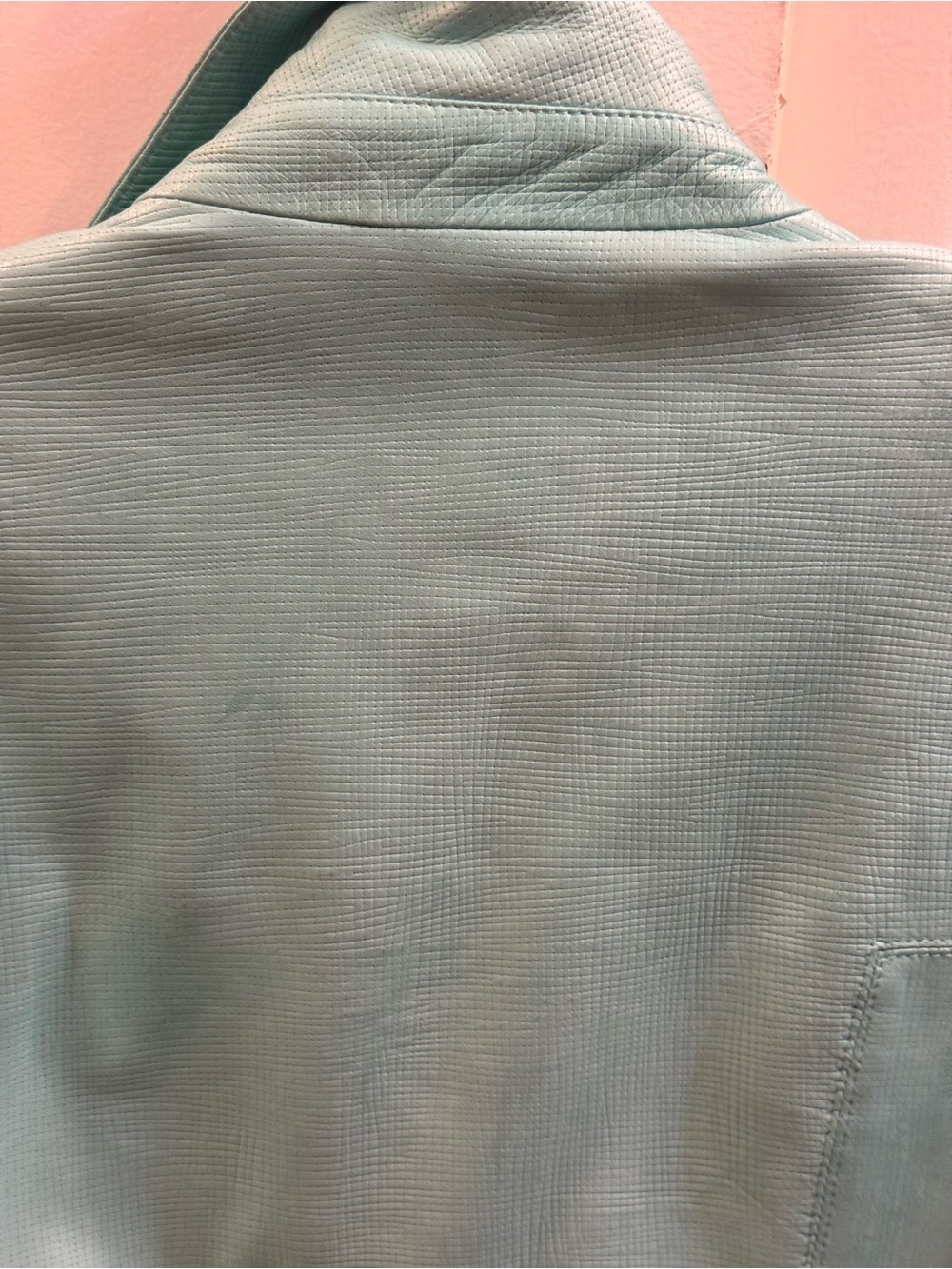 Lafayette 148 New York Turquoise Zip-Front Leather Jacket - Picture 6 of 8